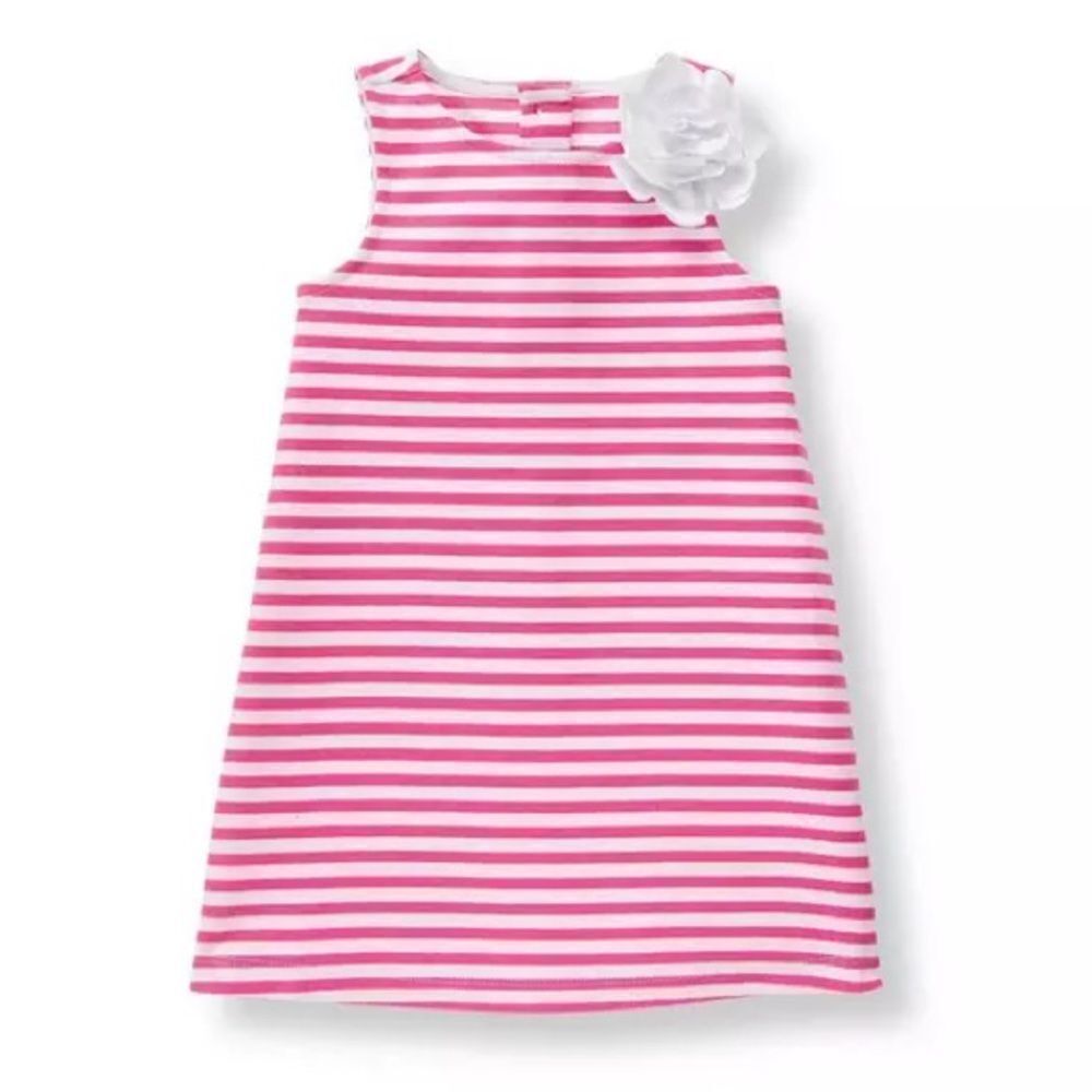 5/$25 SALE Janie and Jack Paradise Pink White Stripe Ponte Sleeveless Dress 6 Yr
